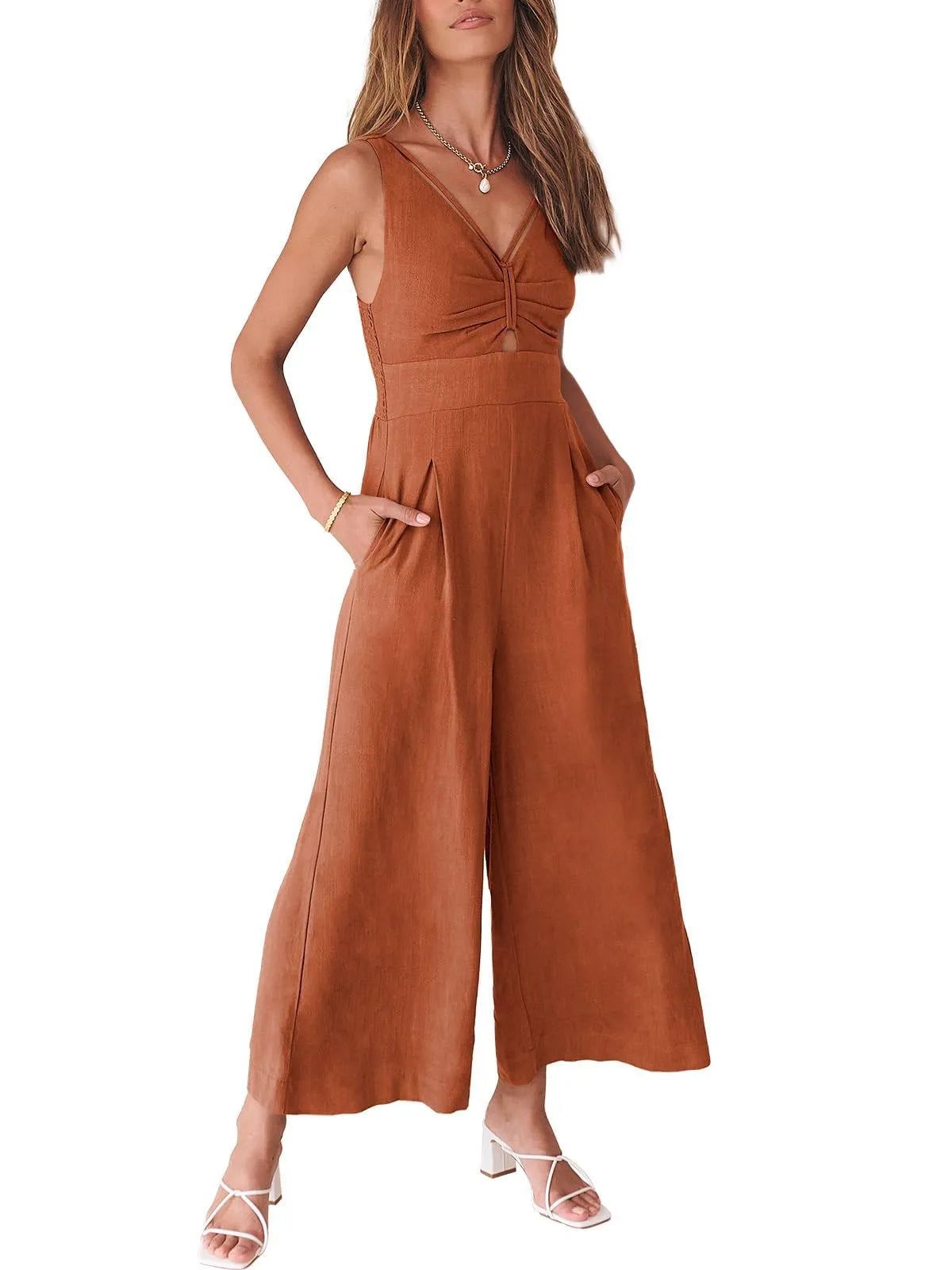 Women's Summer Wide Leg Jumpsuits High Waist Rompers