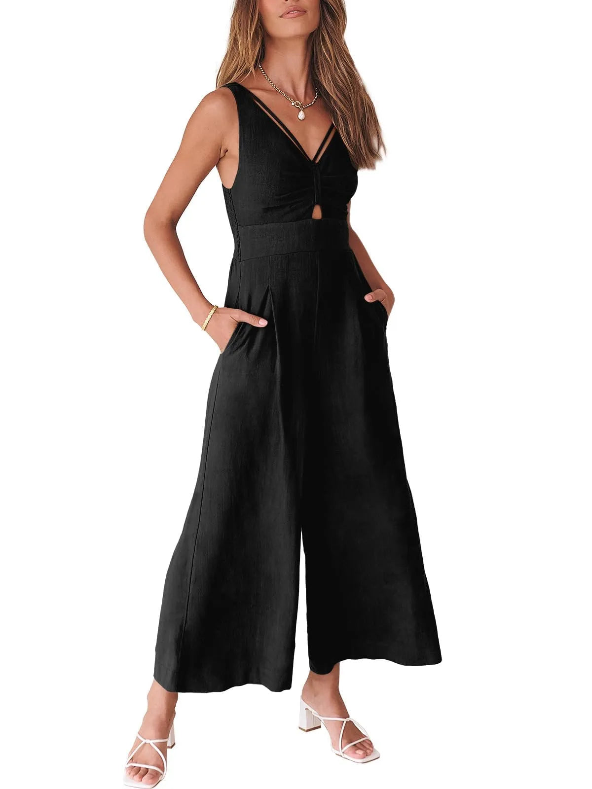 Women's Summer Wide Leg Jumpsuits High Waist Rompers