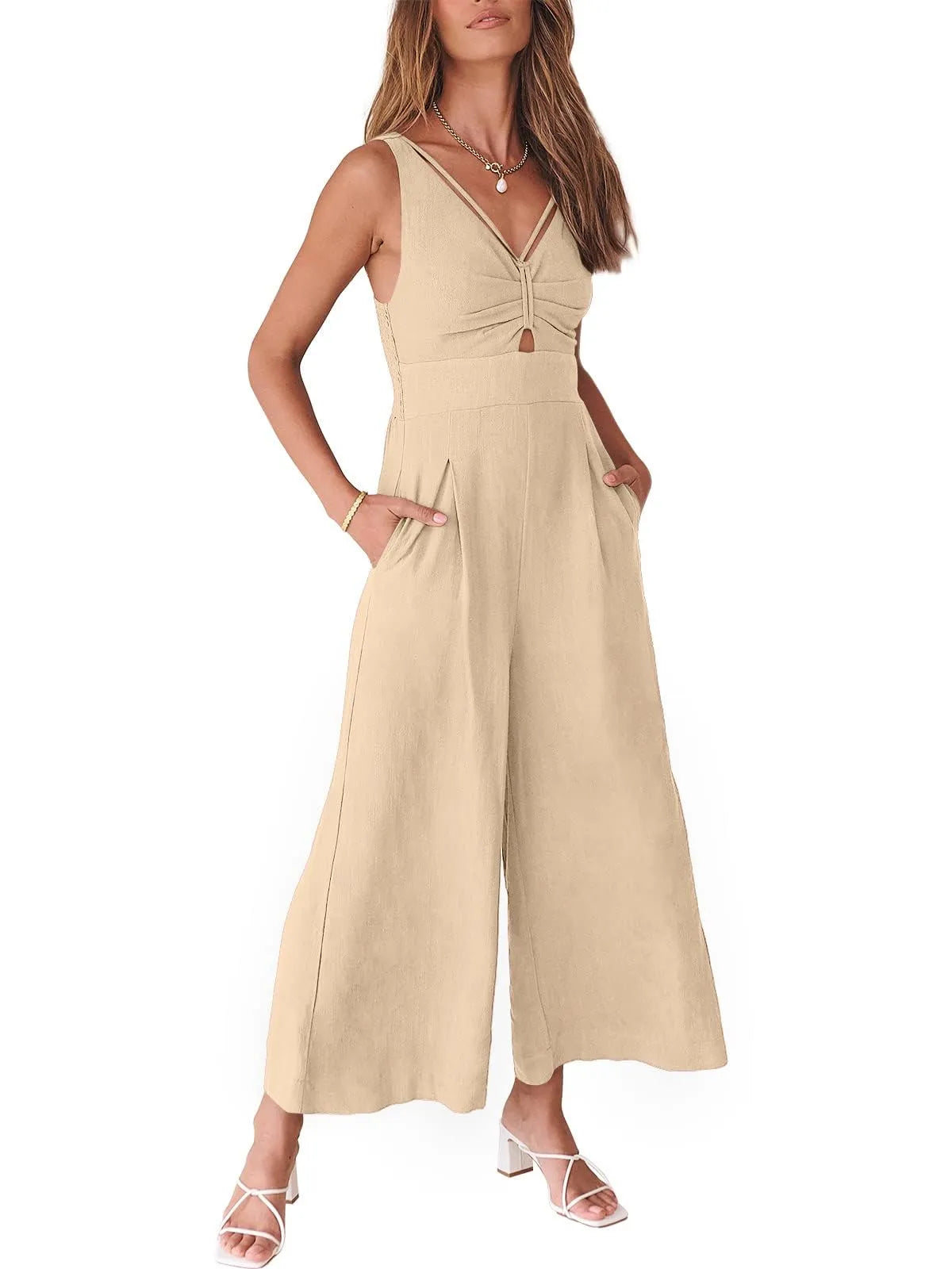 Women's Summer Wide Leg Jumpsuits High Waist Rompers