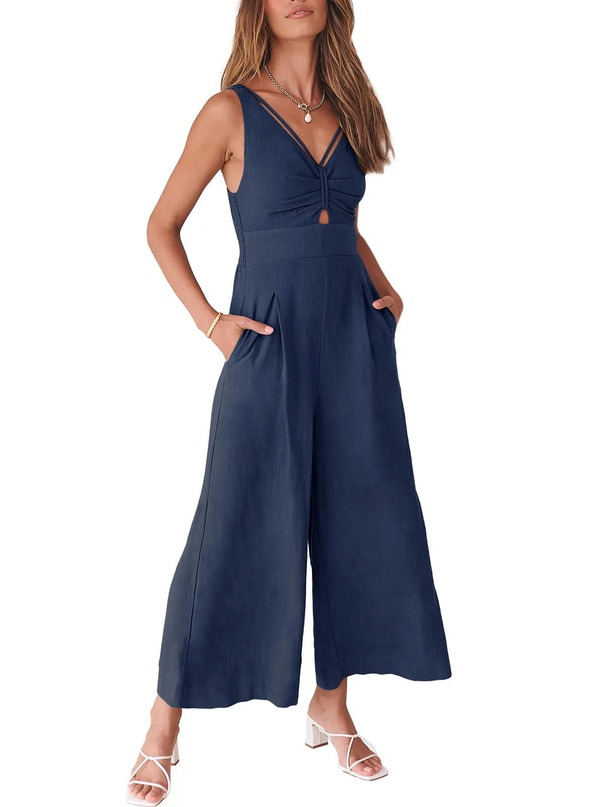 Women's Summer Wide Leg Jumpsuits High Waist Rompers