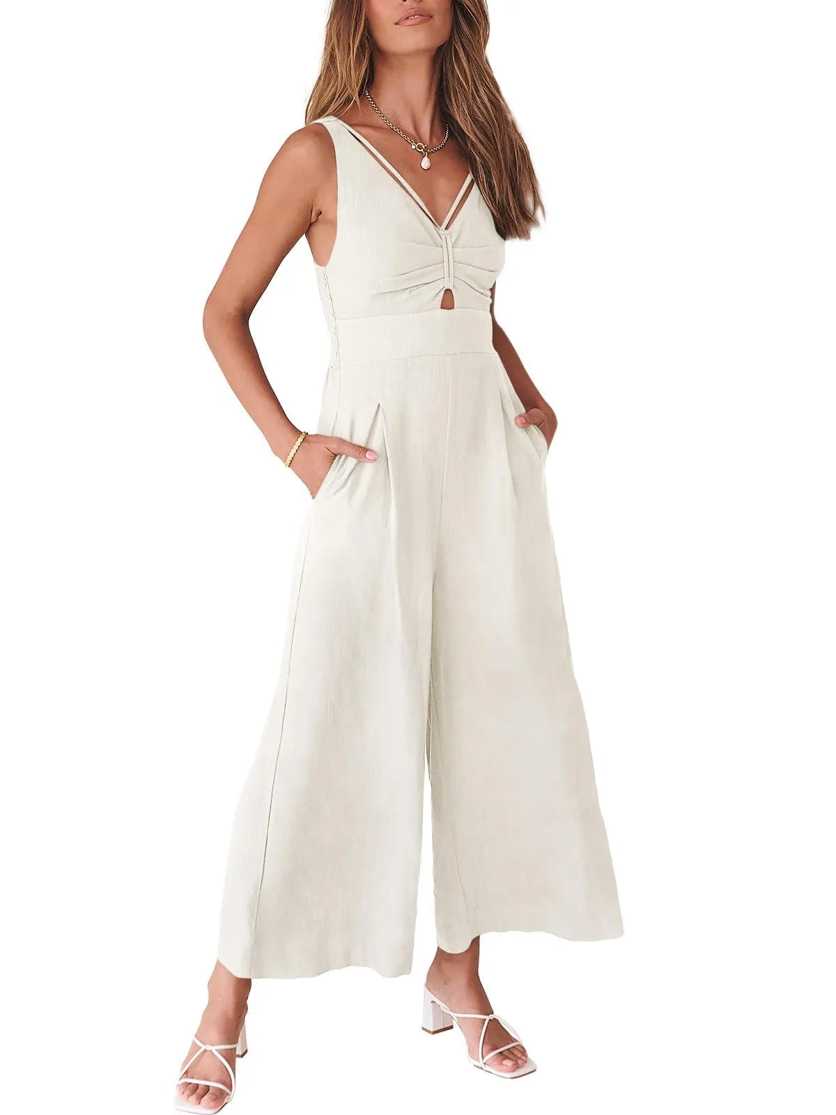 Women's Summer Wide Leg Jumpsuits High Waist Rompers