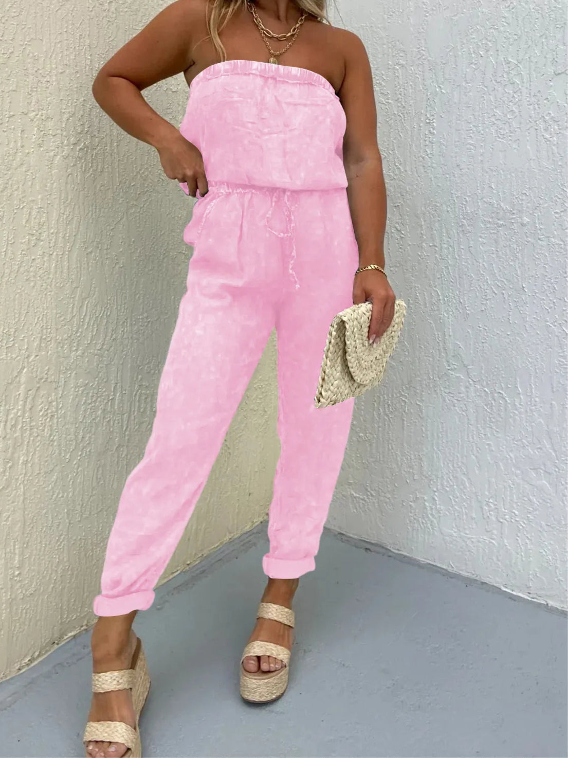 Women's Strapless Denim Jumpsuit