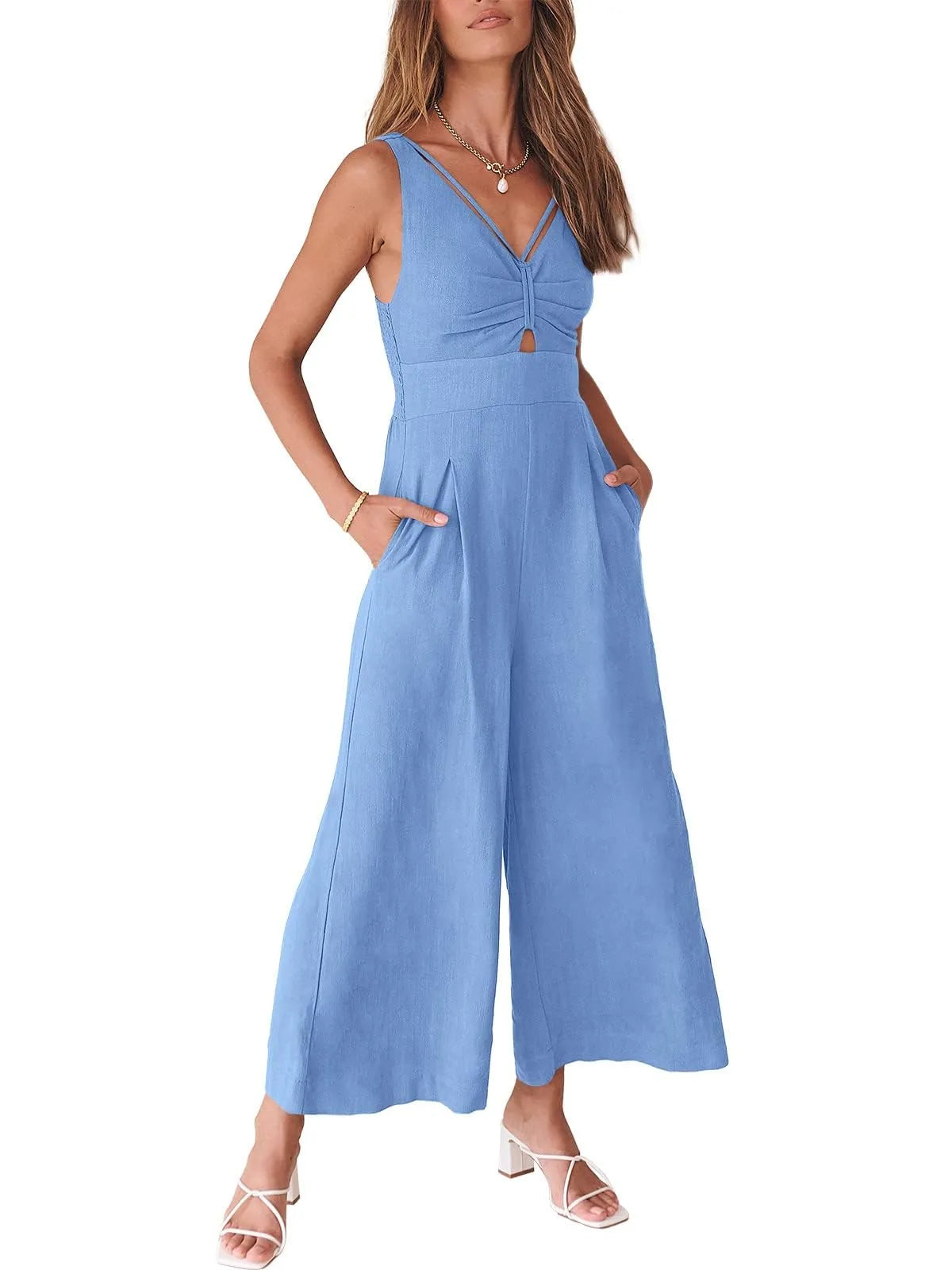 Women's Summer Wide Leg Jumpsuits High Waist Rompers