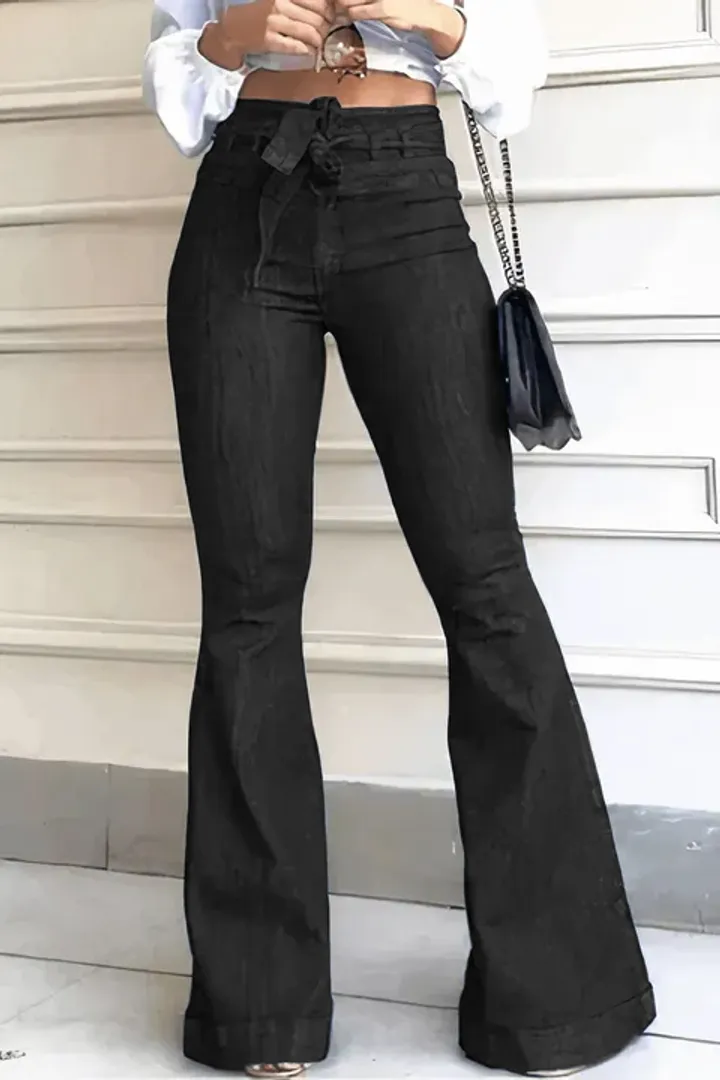 Vintage Tie Waist Butt Lifting Flare Jeans