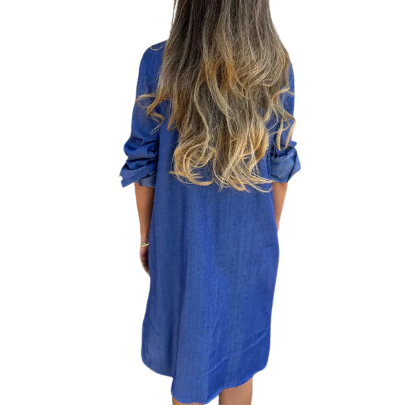 Women's Casual Denim Lapel Dress