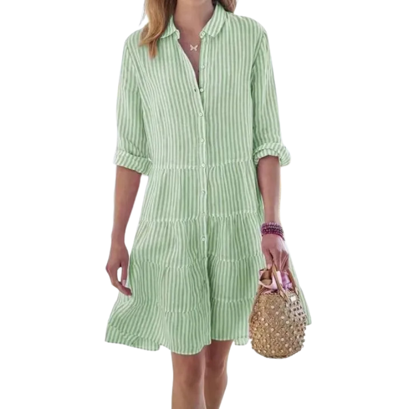 Women's Long Sleeve Striped Shirt Dress