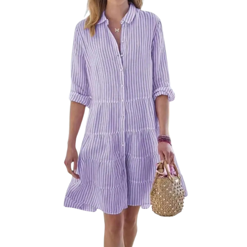 Women's Long Sleeve Striped Shirt Dress