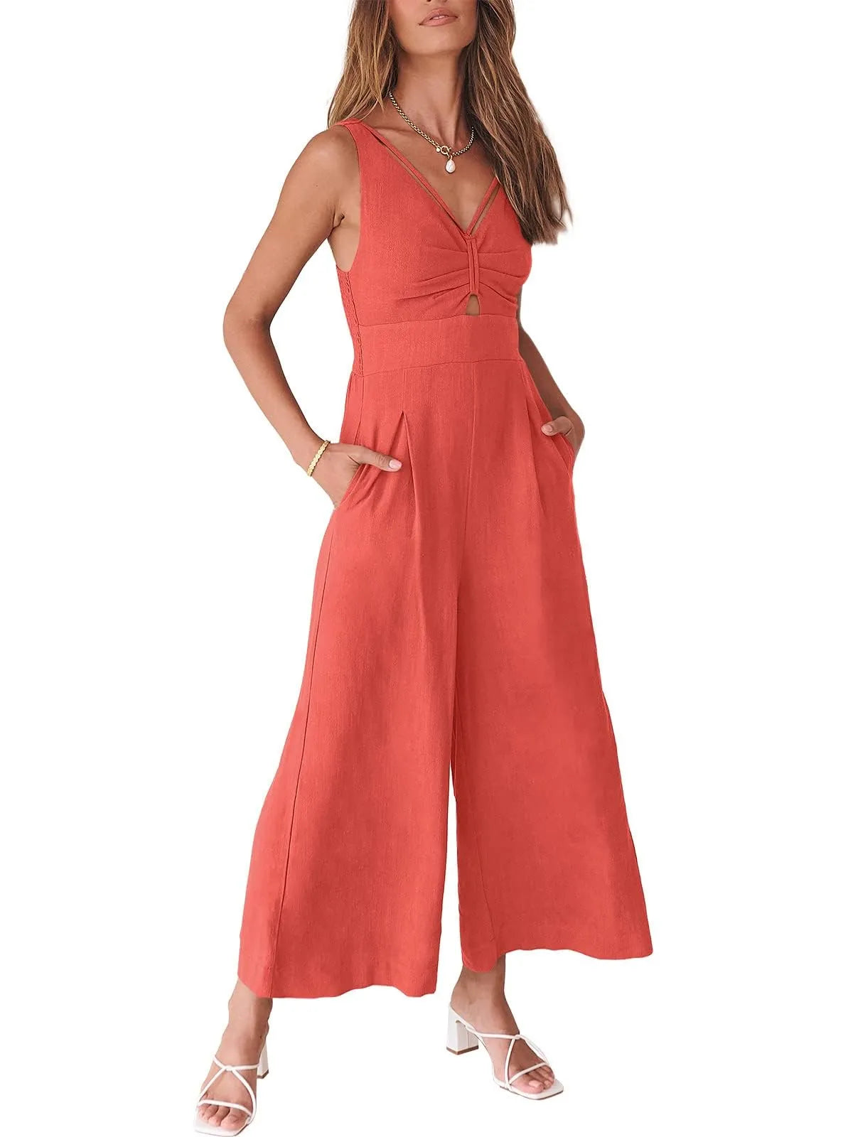 Women's Summer Wide Leg Jumpsuits High Waist Rompers