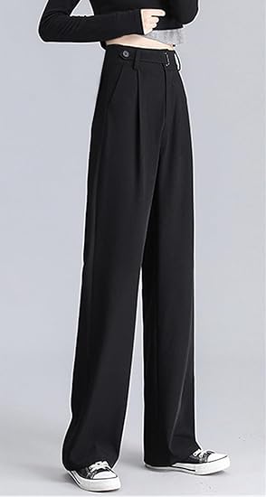 Women's High Waist Wide Leg Casual Straight Business Office Trousers