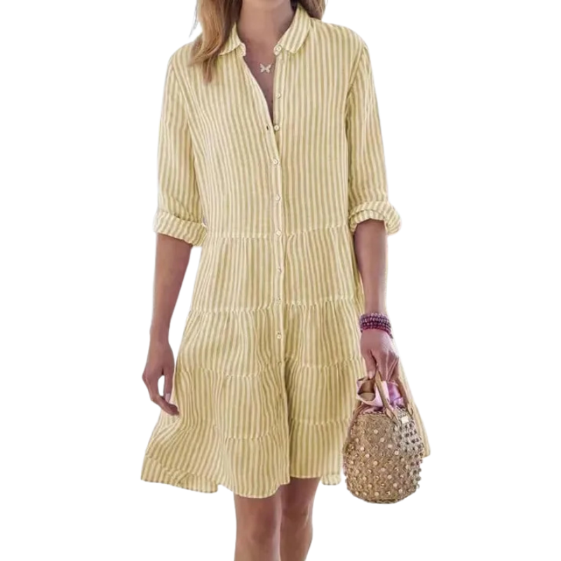 Women's Long Sleeve Striped Shirt Dress