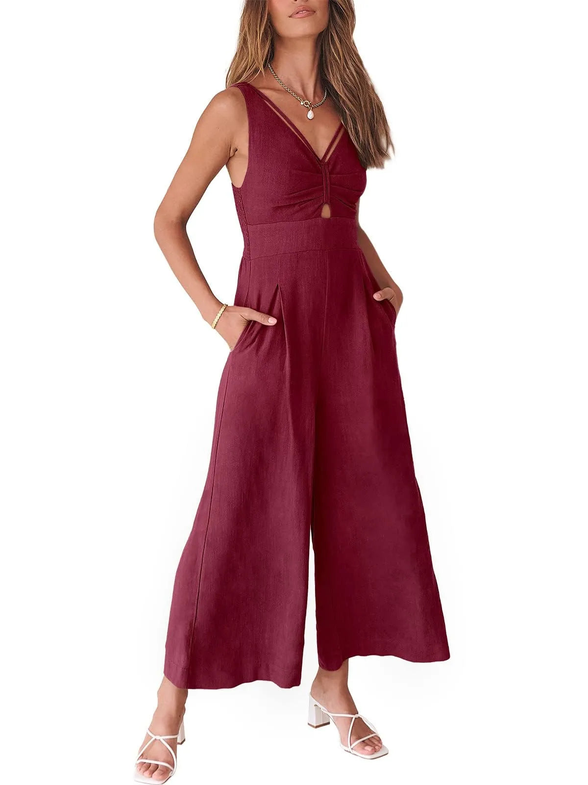 Women's Summer Wide Leg Jumpsuits High Waist Rompers