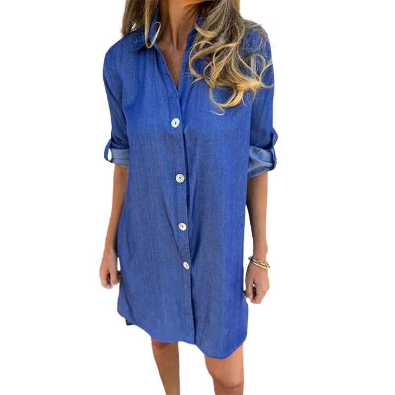 Women's Casual Denim Lapel Dress