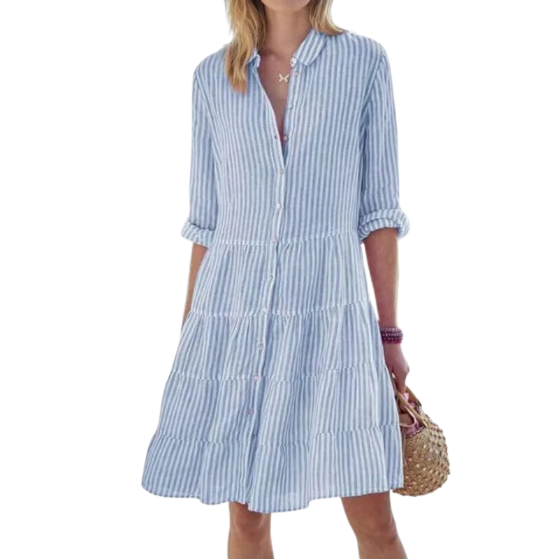 Women's Long Sleeve Striped Shirt Dress