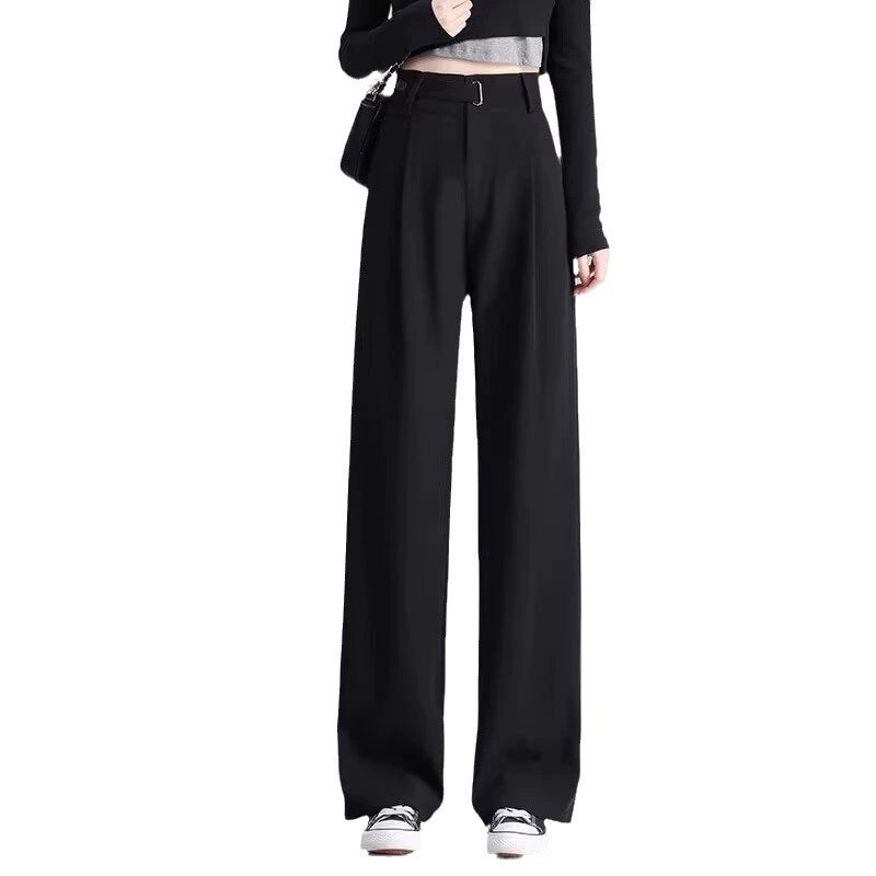 Women's High Waist Wide Leg Casual Straight Business Office Trousers