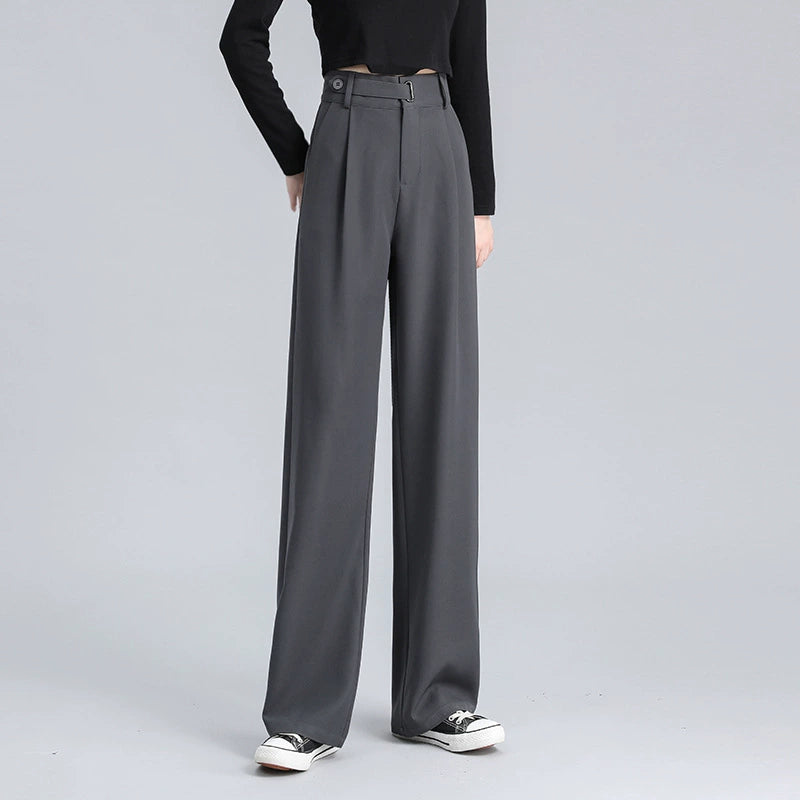 Women's High Waist Wide Leg Casual Straight Business Office Trousers