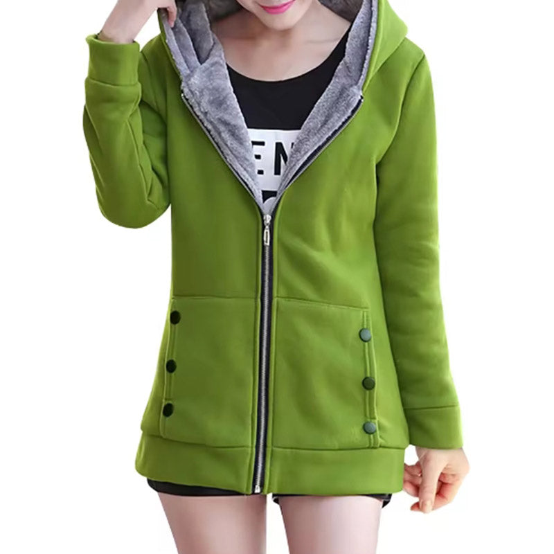 Women'S Fashion Thicken Warm Zipper Cardigan Sweater Hooded Jacket