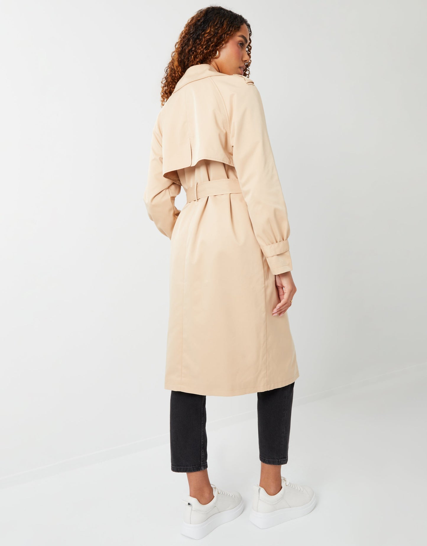 Women's Stone Double Breasted Trench Coat