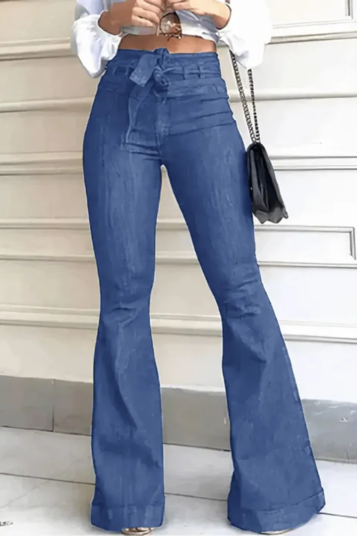 Vintage Tie Waist Butt Lifting Flare Jeans