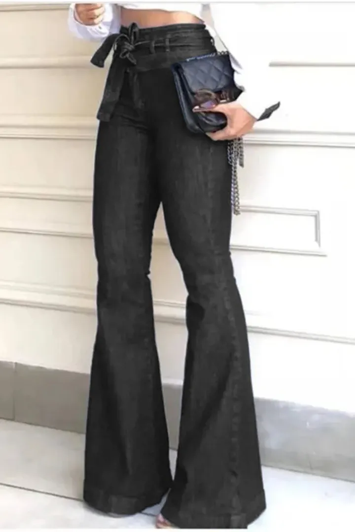 Vintage Tie Waist Butt Lifting Flare Jeans