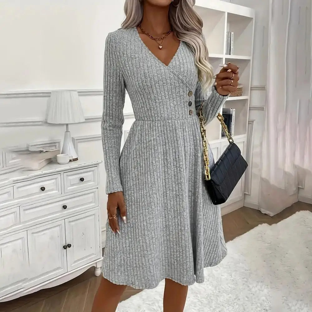 Women Knitted midi dresses Long Sleeves Sweater