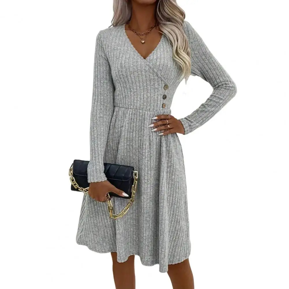 Women Knitted midi dresses Long Sleeves Sweater