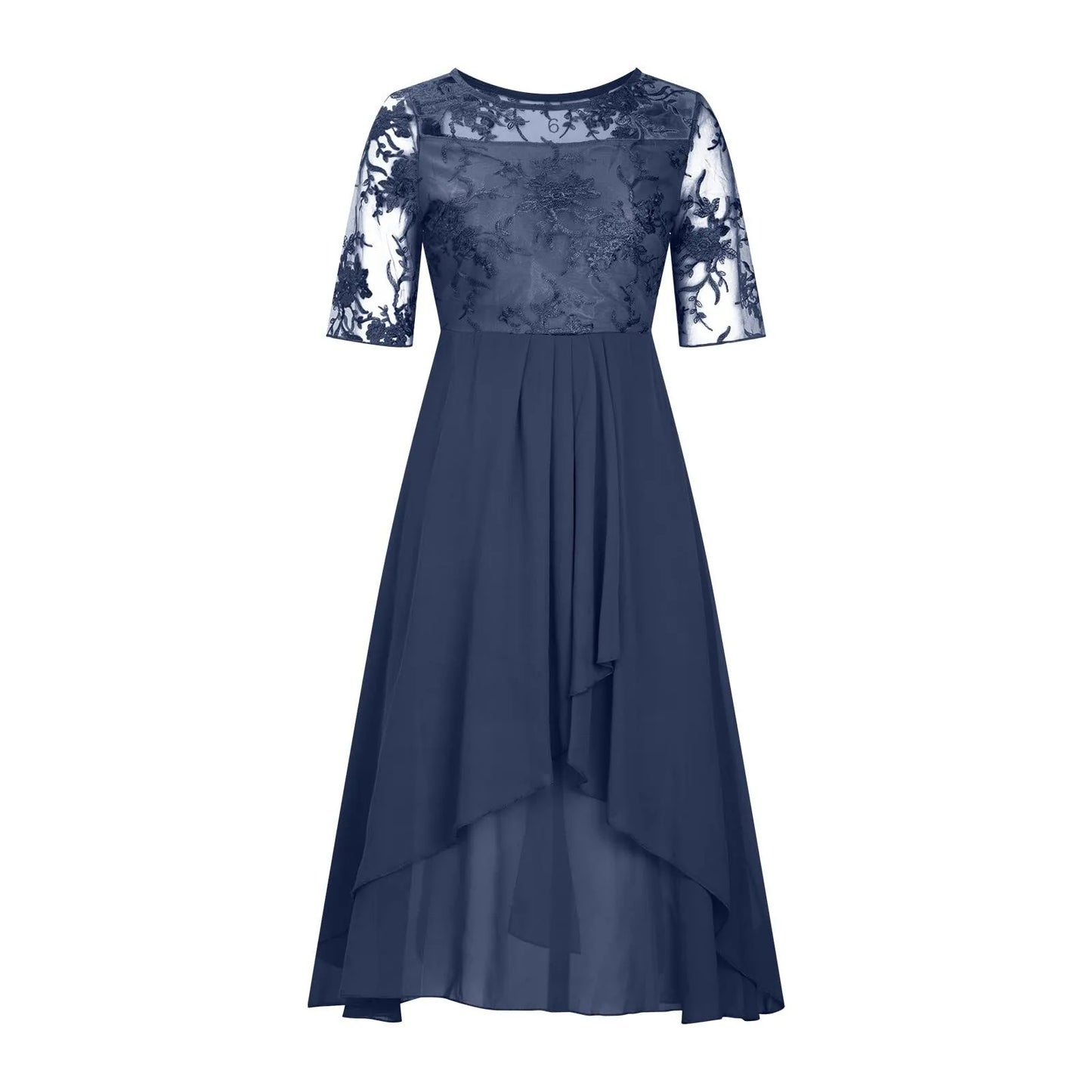 Women Elegant Lace Chiffon Flowy Dress