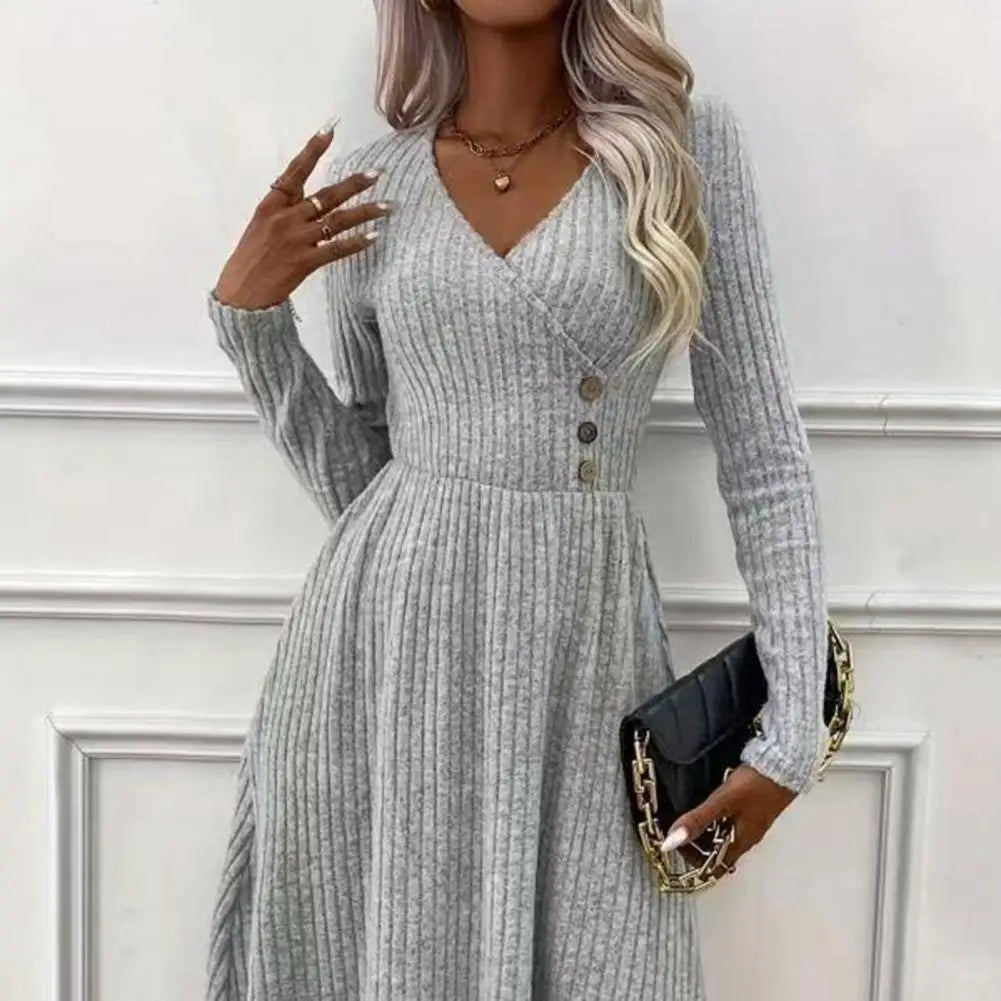 Women Knitted midi dresses Long Sleeves Sweater