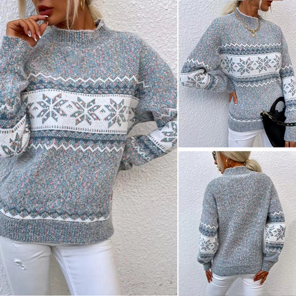 Women Sweater Half High Collar Long Sleeve