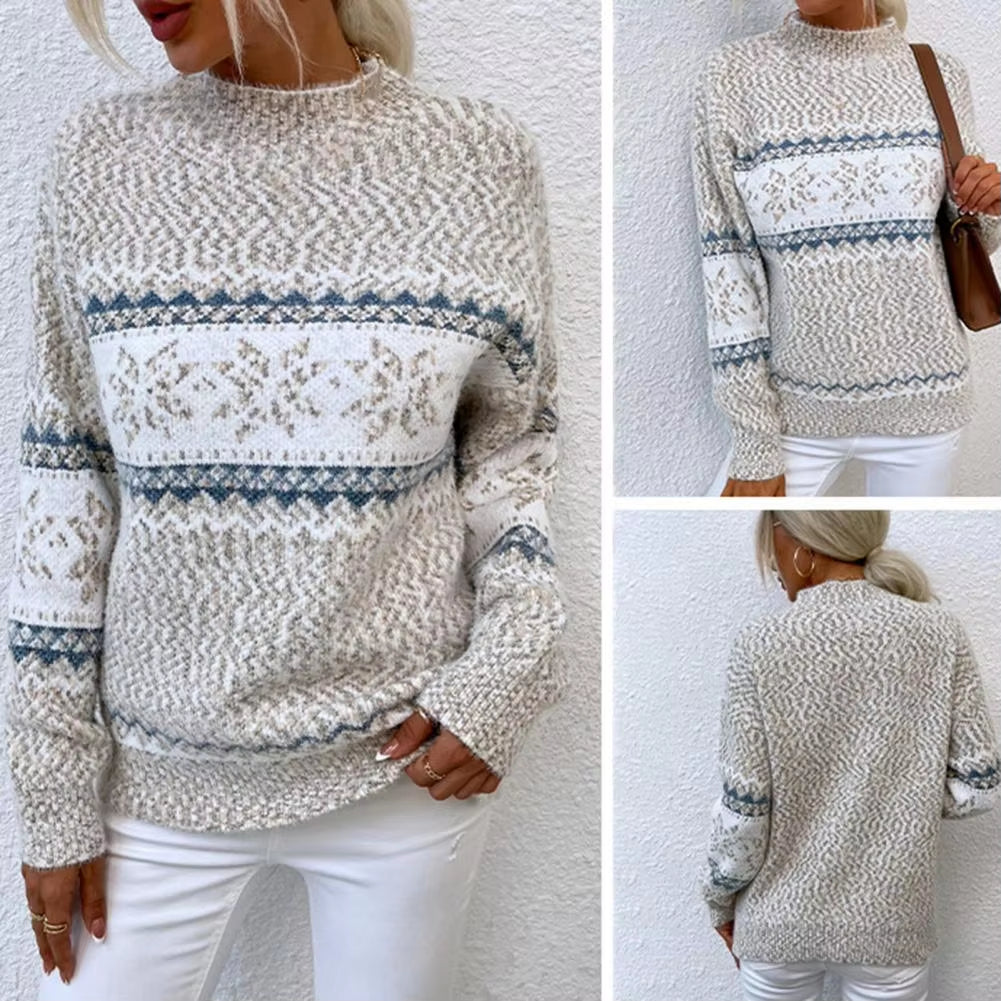 Women Sweater Half High Collar Long Sleeve