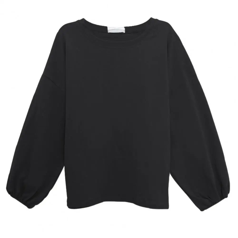 Round Neck Lantern Long Sleeve Elastic Cuffs Tee Shirt