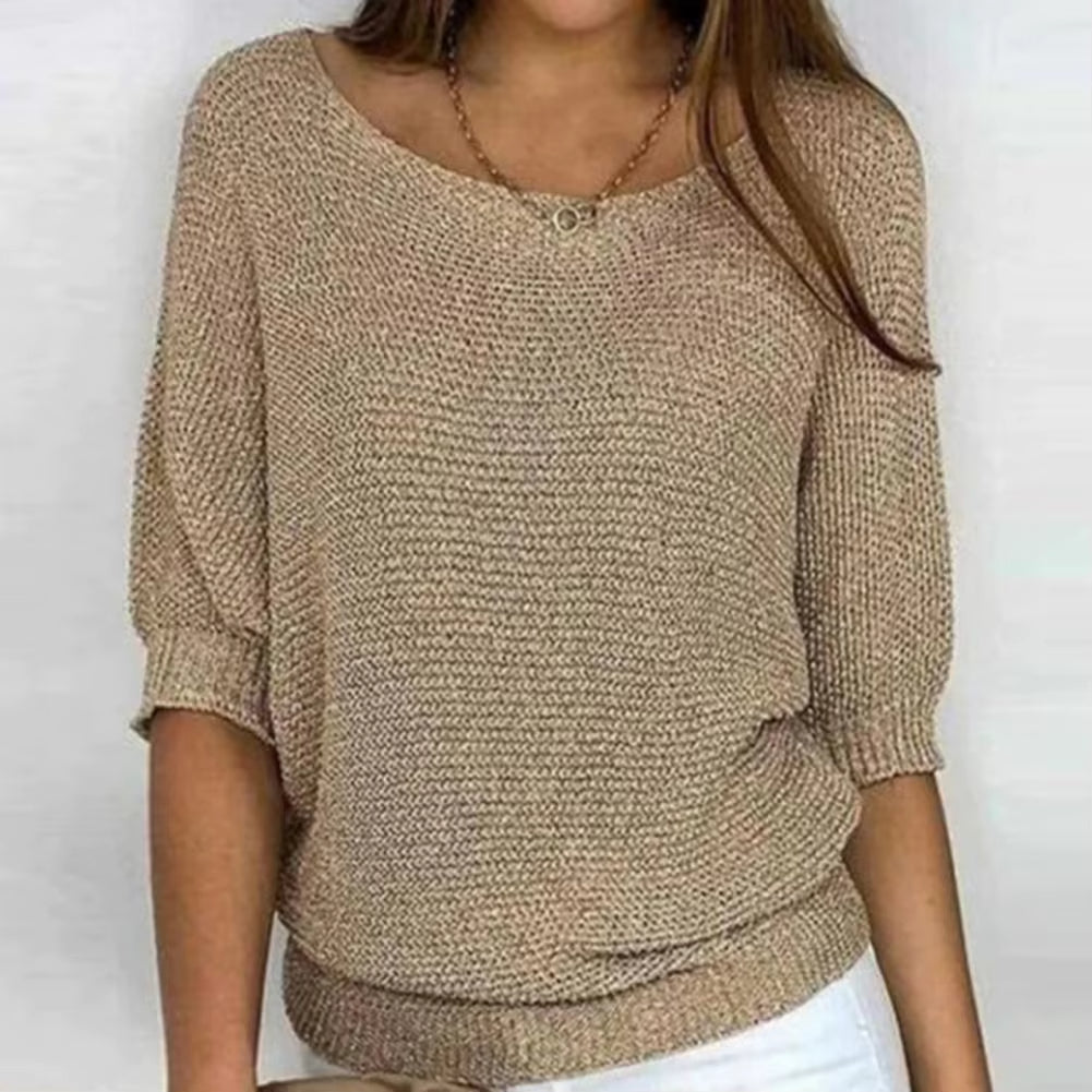 Female Pullover Sweater Women Solid Color Sweater Stylish Knitwear Loose Pullover Tops