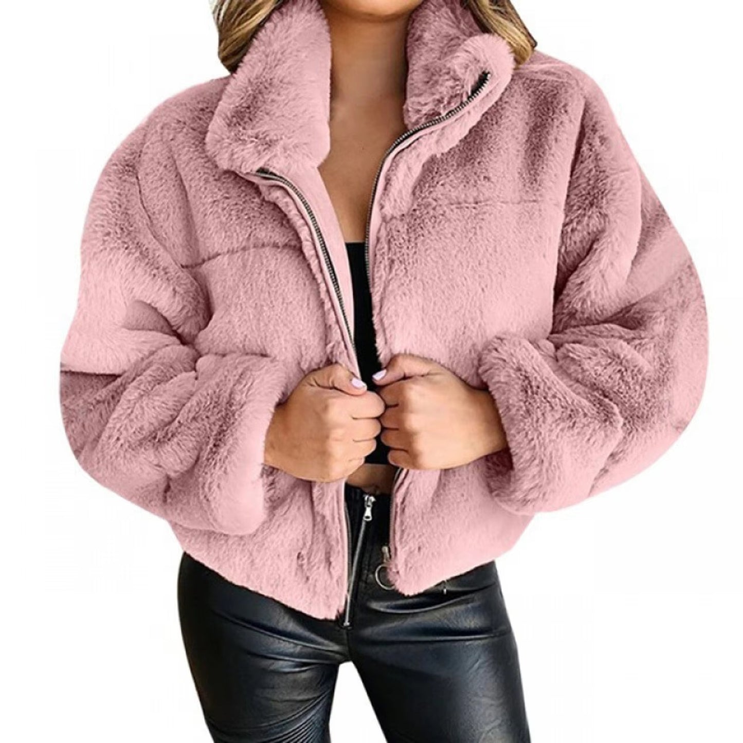 Women Rabbit Fur Imitation Plush Coat Thick Warm Jacket