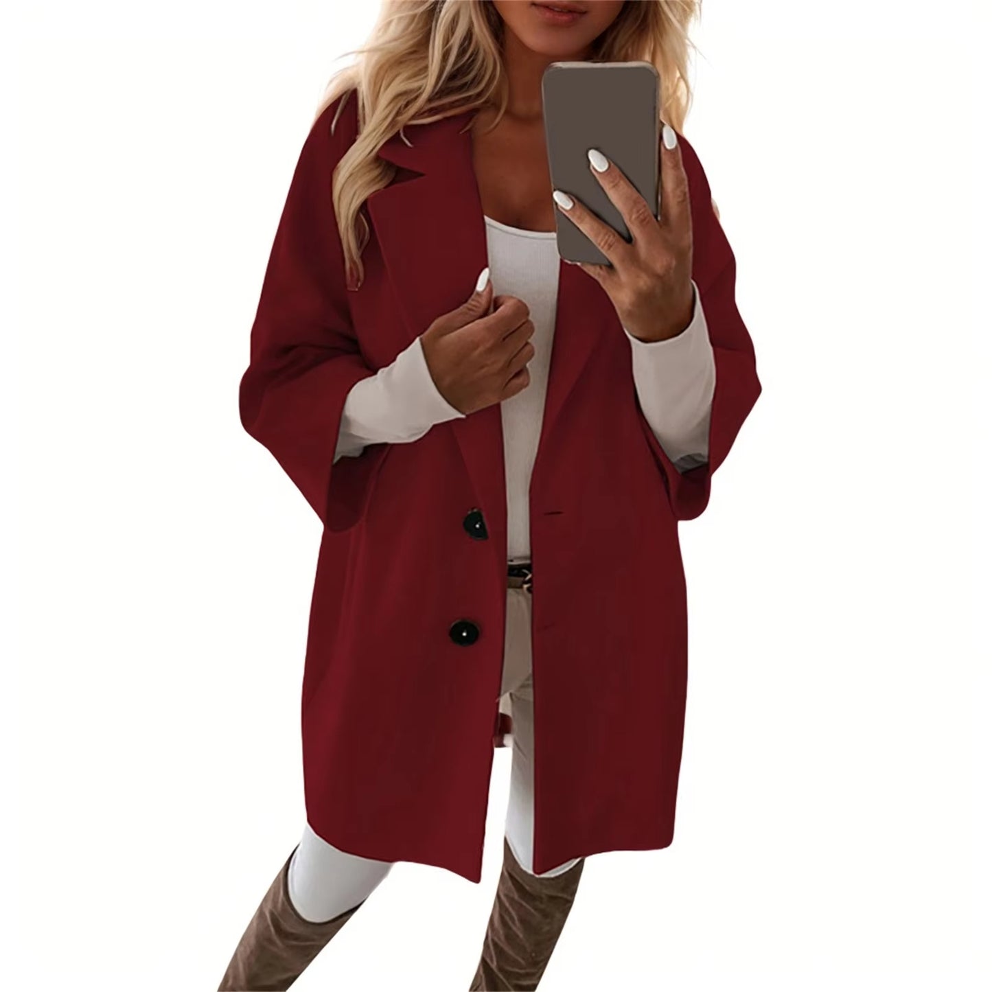 Women Coat Fashionable Versatile Tweed Coat