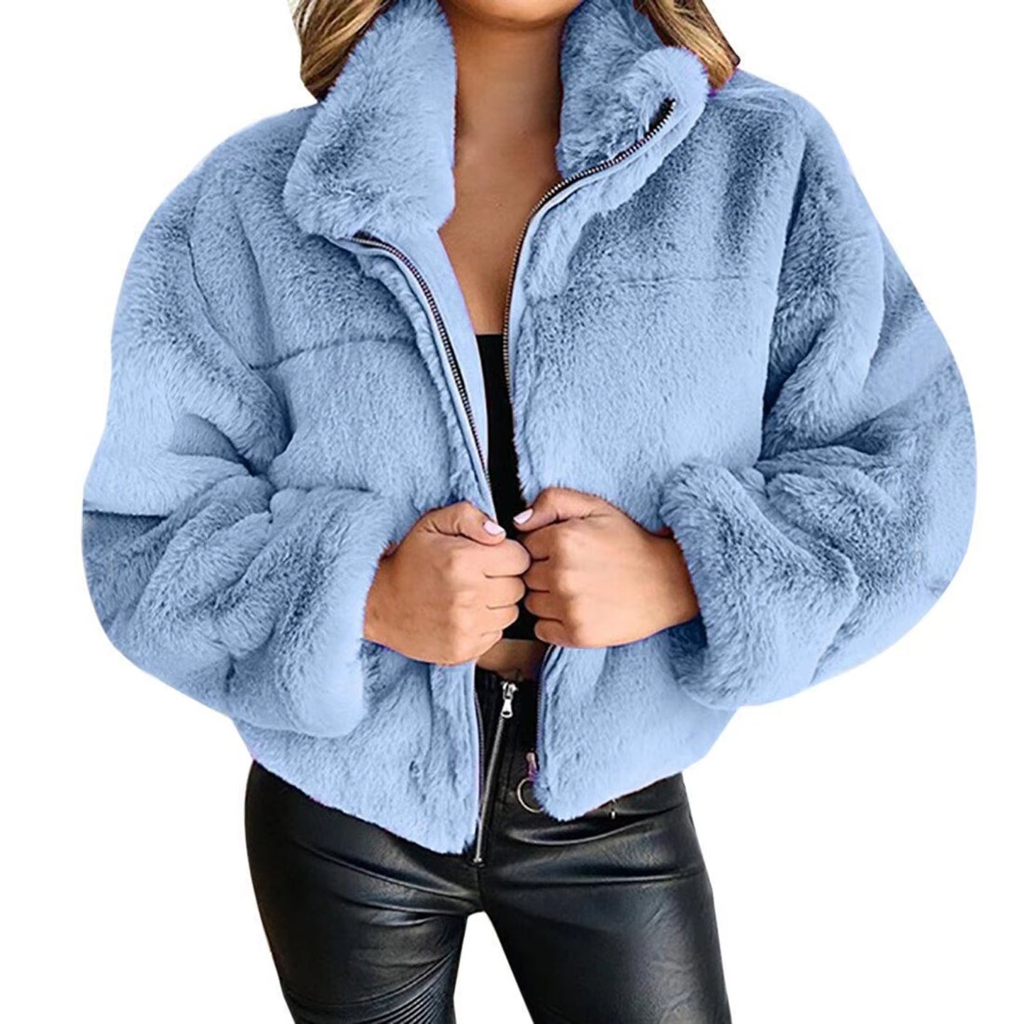 Women Rabbit Fur Imitation Plush Coat Thick Warm Jacket