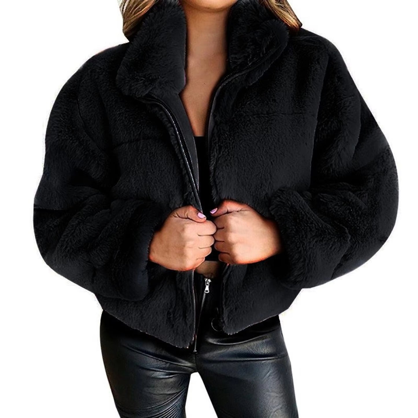 Women Rabbit Fur Imitation Plush Coat Thick Warm Jacket