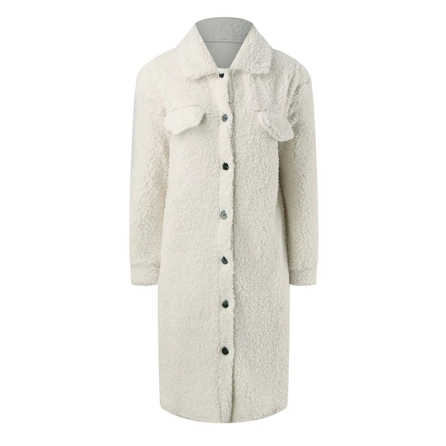 Warm Outerwear Solid Long Coat Ladies Fashion Jacket