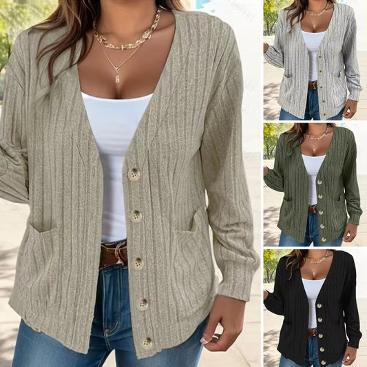 Women Casual Jacket Women Fall Coat Stylish Women's Knitted Cardigan Coat