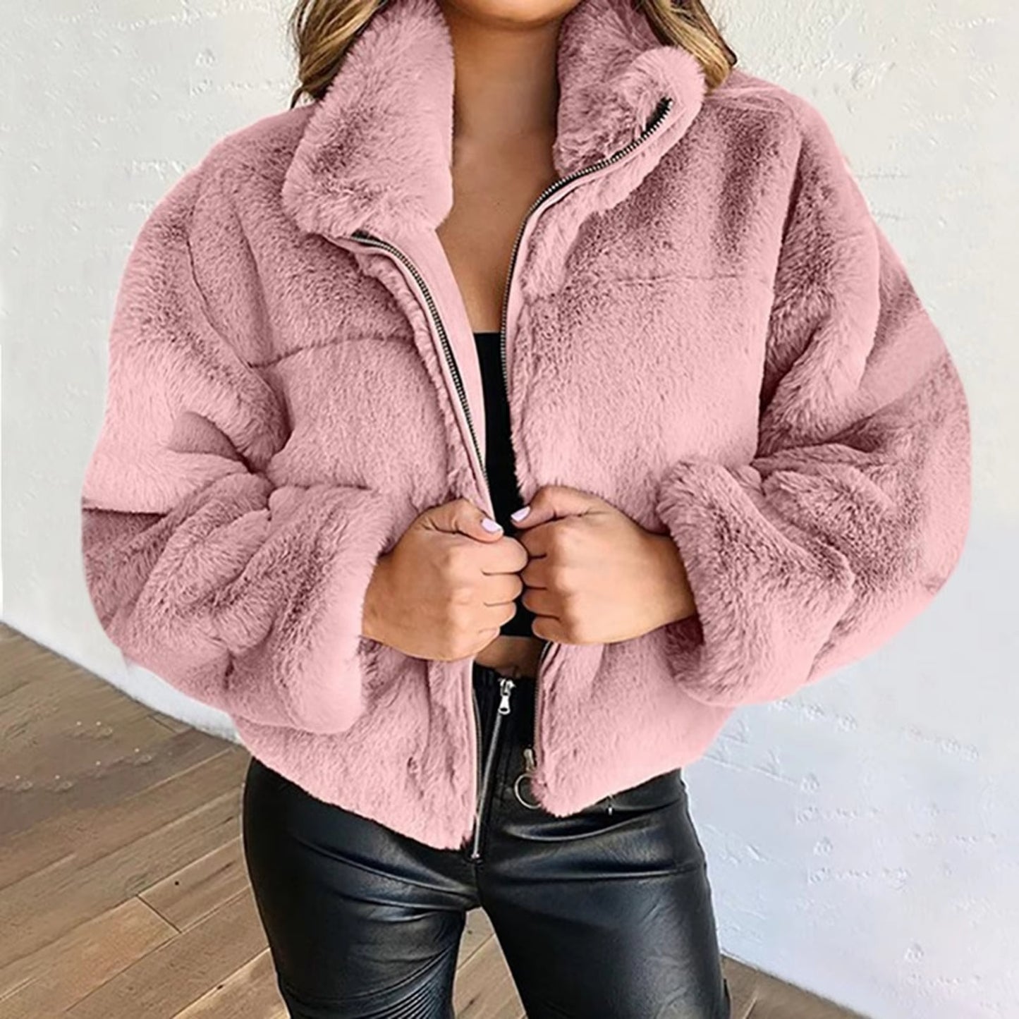 Women Rabbit Fur Imitation Plush Coat Thick Warm Jacket