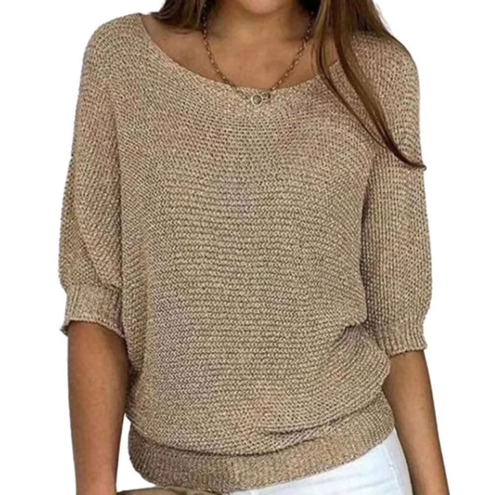 Female Pullover Sweater Women Solid Color Sweater Stylish Knitwear Loose Pullover Tops