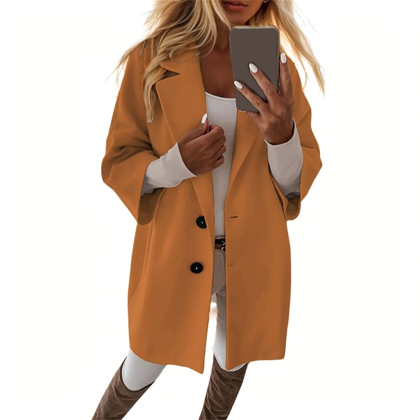 Women Coat Fashionable Versatile Tweed Coat