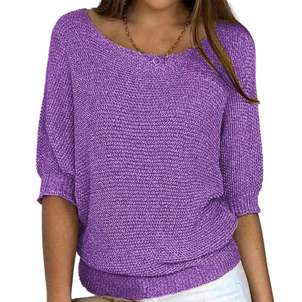 Female Pullover Sweater Women Solid Color Sweater Stylish Knitwear Loose Pullover Tops