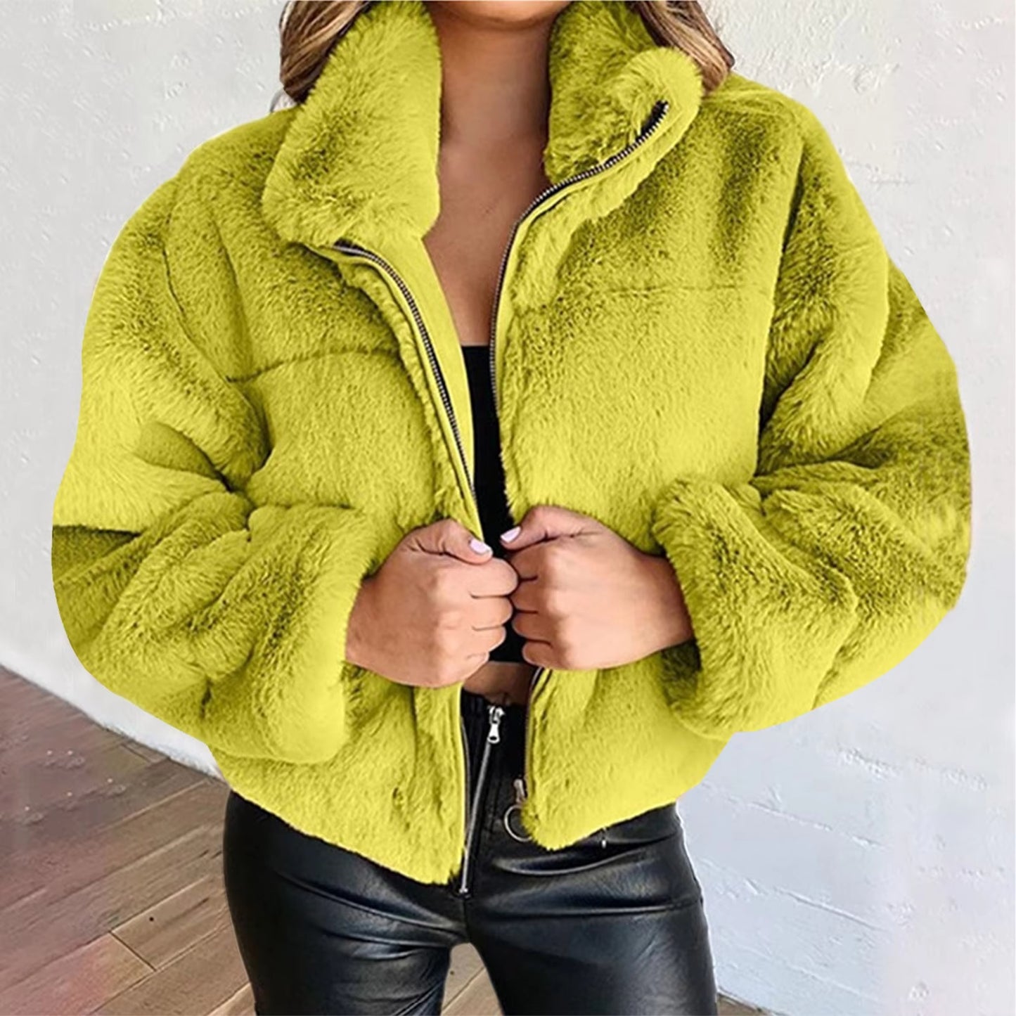 Women Rabbit Fur Imitation Plush Coat Thick Warm Jacket